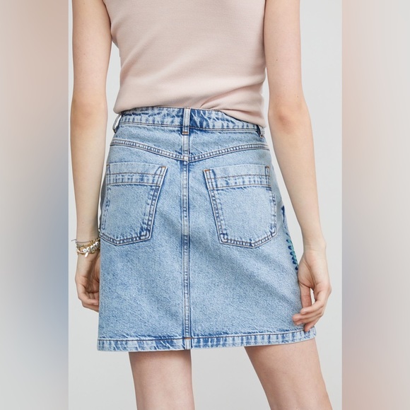 Farm Río for Anthropologie Embroidered Denim Skirt - Picture 5 of 14